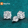 NeeTim 2 Karat Moissanit Ohrstecker für Damen Herren Schraubverschluss Ohrstecker 925er Massivsilber Weißgold beschichtet Schmuck