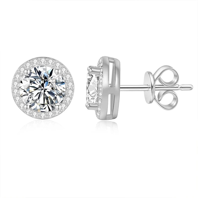 NeeTim 0.5ct 1ct 2ct Moissanit Ohrstecker für Damen Party Braut S925 Sterlingsilber mit Vergoldung Labor-Diamant-Ohrringe