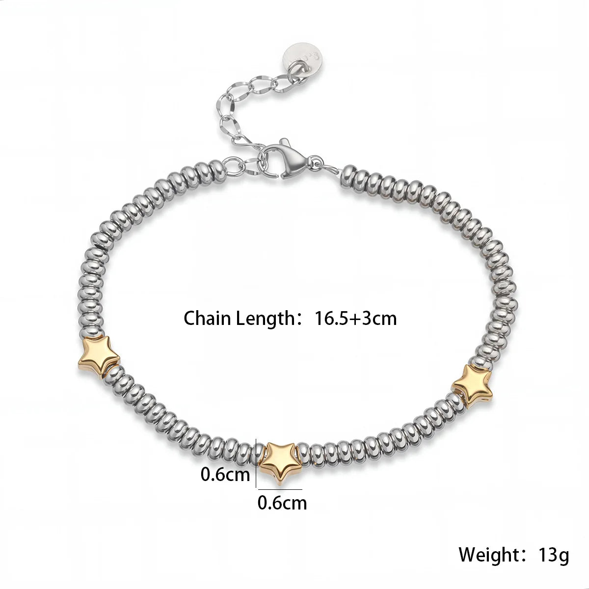 NEWBUY Hot Sale Nicht verblassender Edelstahlschmuck Goldfarbe Herz/Stern Silberperlen Charm Armbänder für Damen Großhandel
