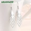 Aravant Pendientes Largos Colgantes Geométricos Huecos de Plata 925 para Mujer Joyería de Moda
