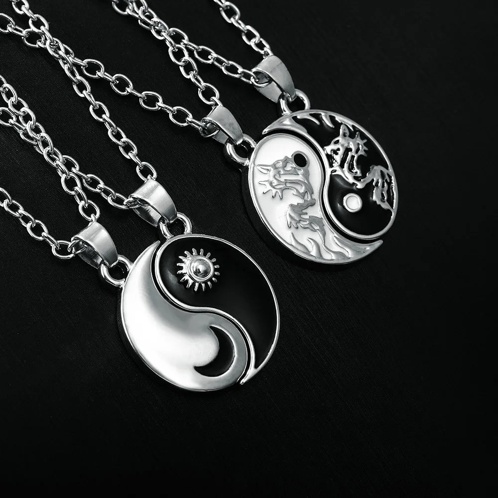 2 Collares de mejores amigos, joyas, Yin Yang, Tai Chi, colgantes para parejas, collares y colgantes unisex para amantes, regalo de San Valentín