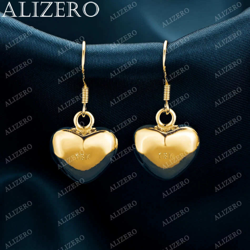 ALIZERO 18K Gold Herz Ohrringe für Damen Hochzeitsgeschenke Fashion Schmuck Großhandel 925 Sterling Silber Tropfenohrringe