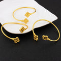 Neues Design Klassischer Luxus Edelstahl Kleeblatt Armbänder Ring Elegantes Temperament Für Frauen Schmuck Alltag Festival Geschenke