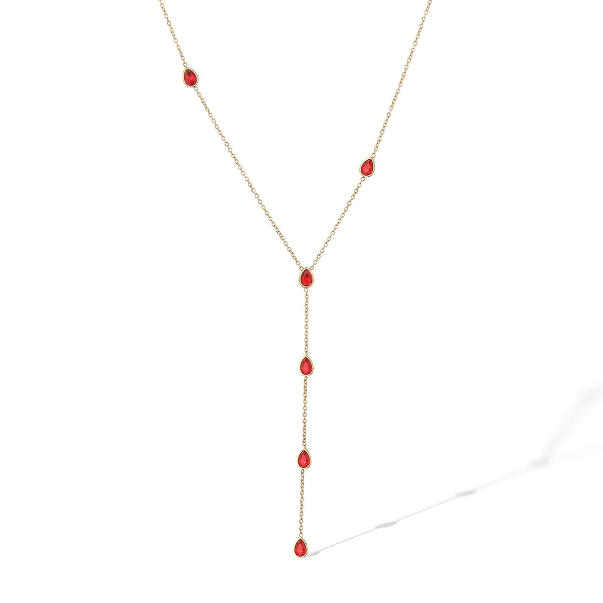 NEWBUY Fashion Gold Color Stainless Steel Choker Necklaces For Women Delicate White/Green/Red CZ Zircon Inlay Jewelry