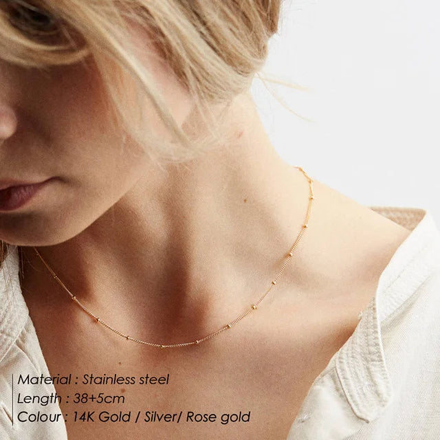 SUNIBI Stainless Steel Necklaces for Women Gold Color Basic Punk Link Chain Necklace Solid Metal Jewelry Wholesale/dropshipping