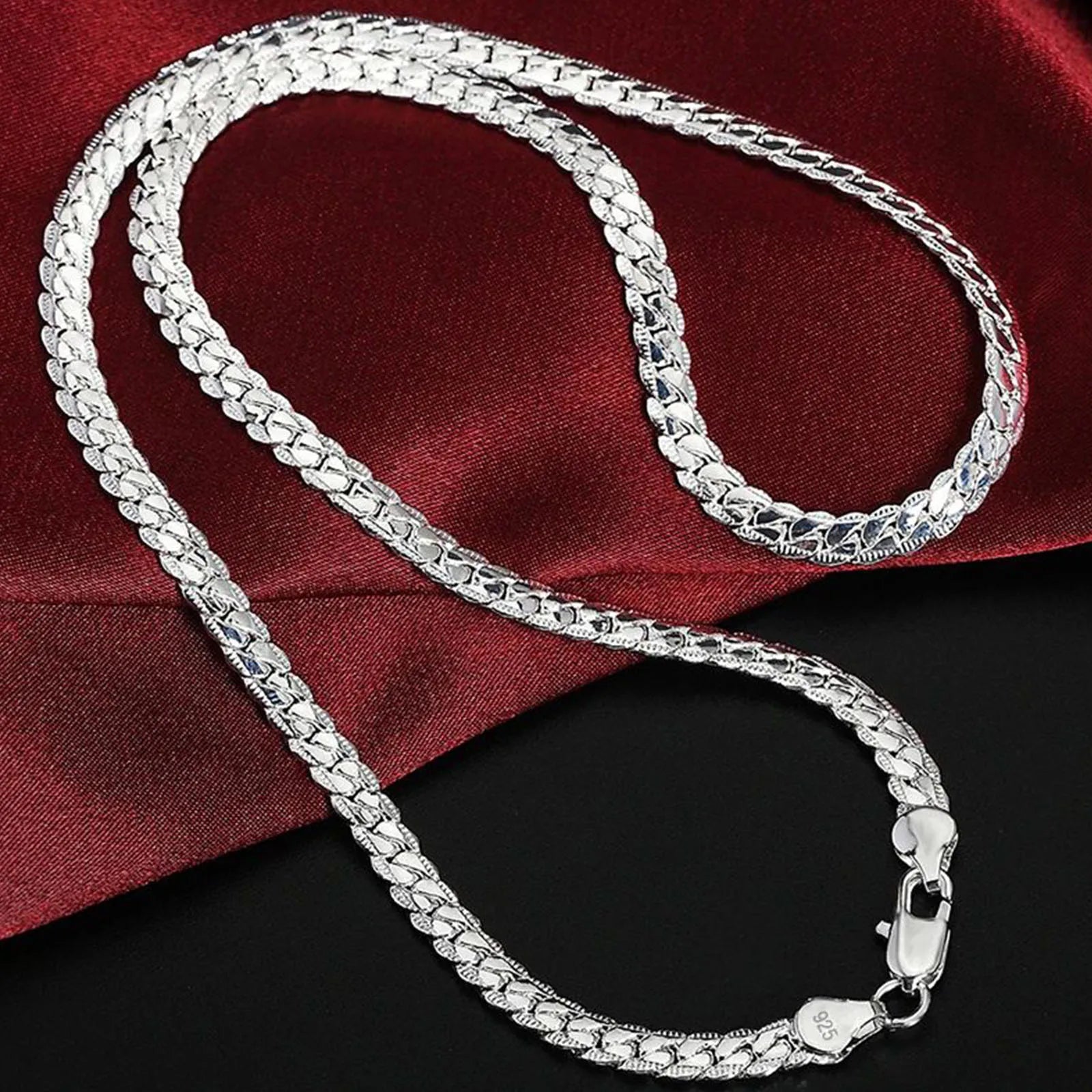 925 Sterlingsilber 8/16/18/20/22/24 Zoll 6mm Seitenkette Halskette Armband für Damen Herren Mode Charme Hochzeit Schmuck