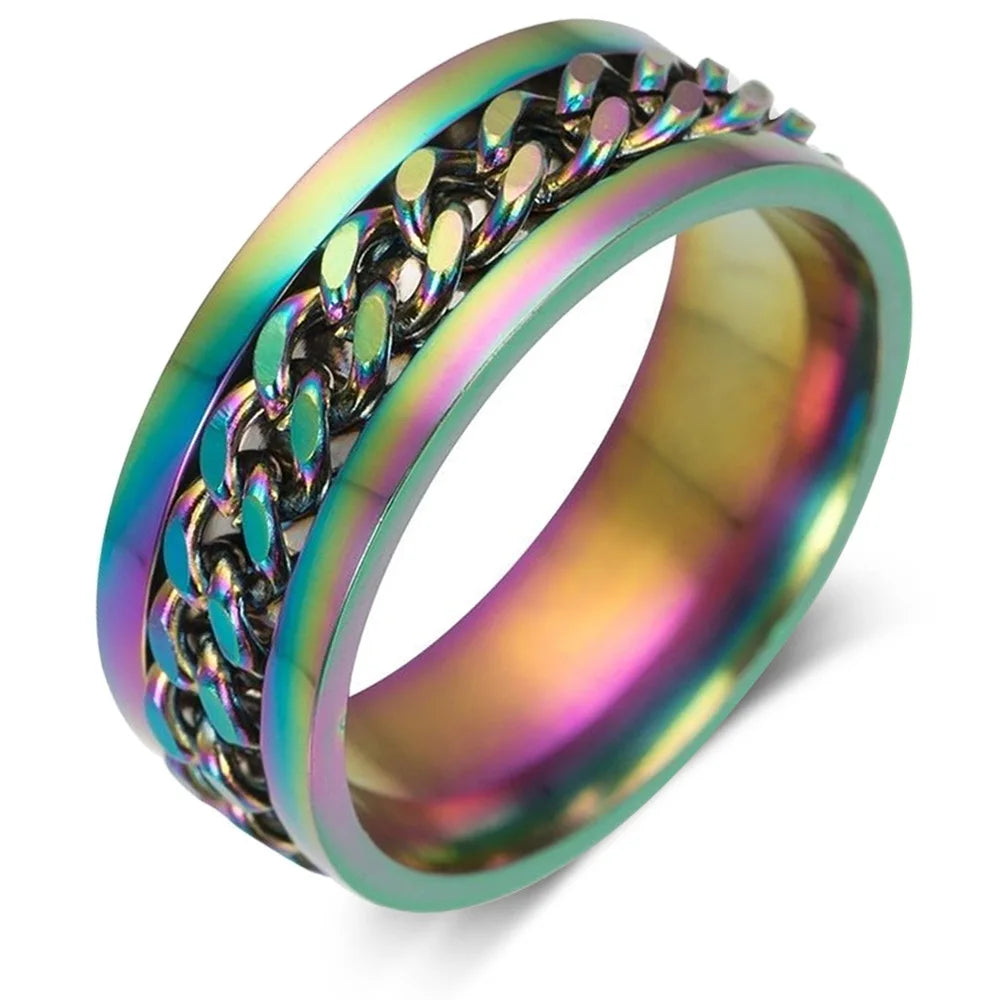 Stainless Steel Star Moon Anxiety Relaxing Cool Ring For Couples Spinner Fidgets Joint Rings Accessories Anillo Antiestres