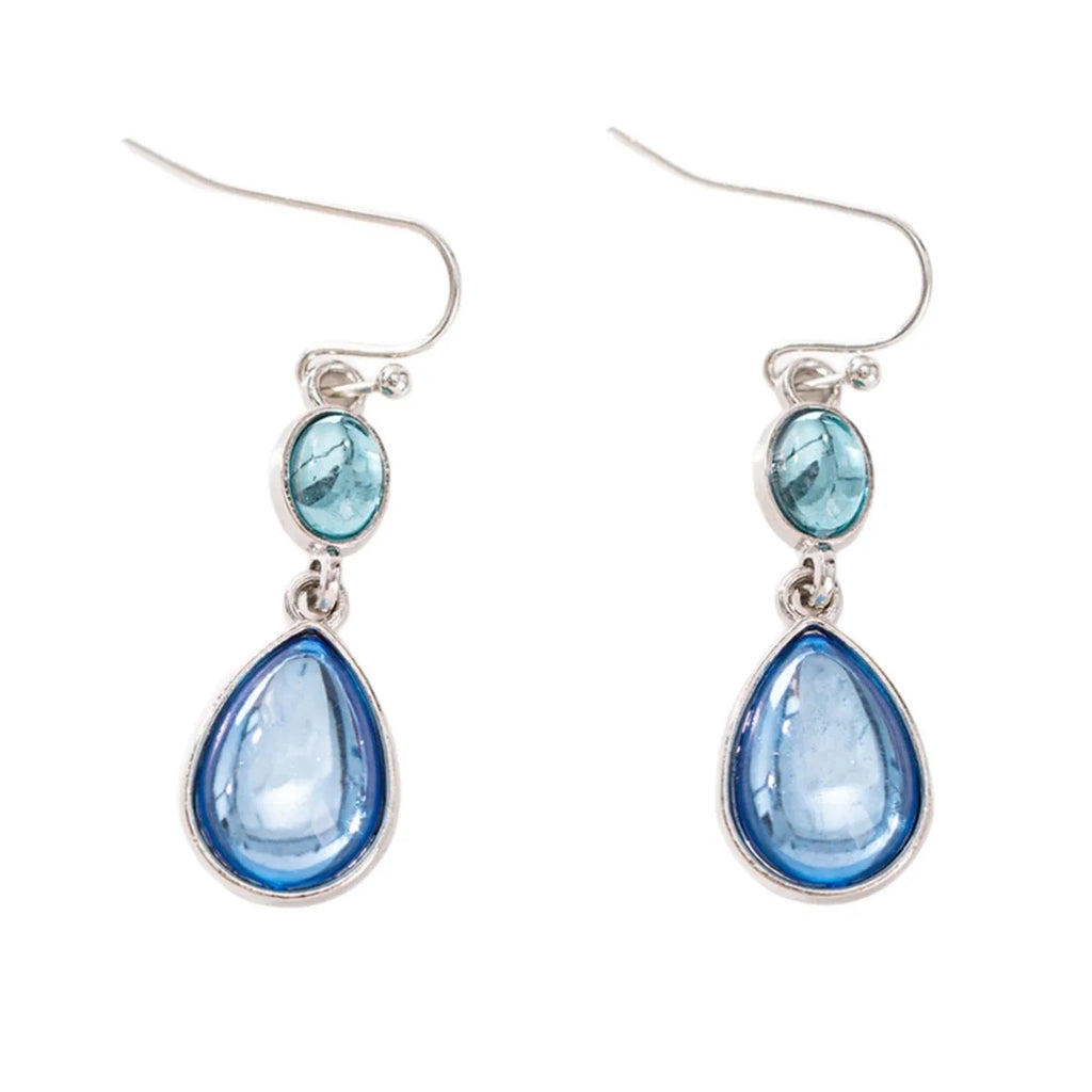 Modische Wassertropfenförmige Künstliche Synthetische Blaue Stein Hängeohrringe für Damen zum Geburtstag, Individueller Schmuck