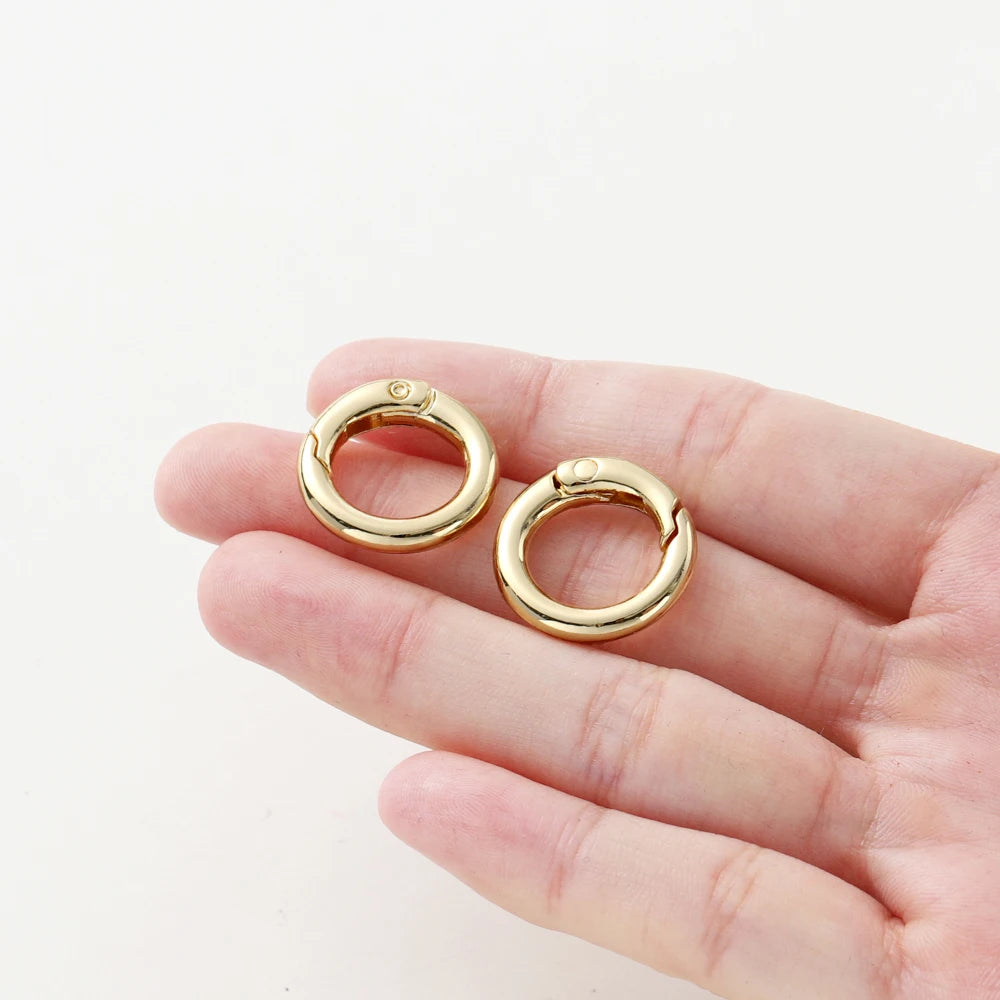 5 Stück 20mm 14K 18K vergoldete O-Ring Federverschlüsse, aufklappbare runde Schlüsselanhänger Haken Anhänger Verbinder für DIY Schmuckherstellung