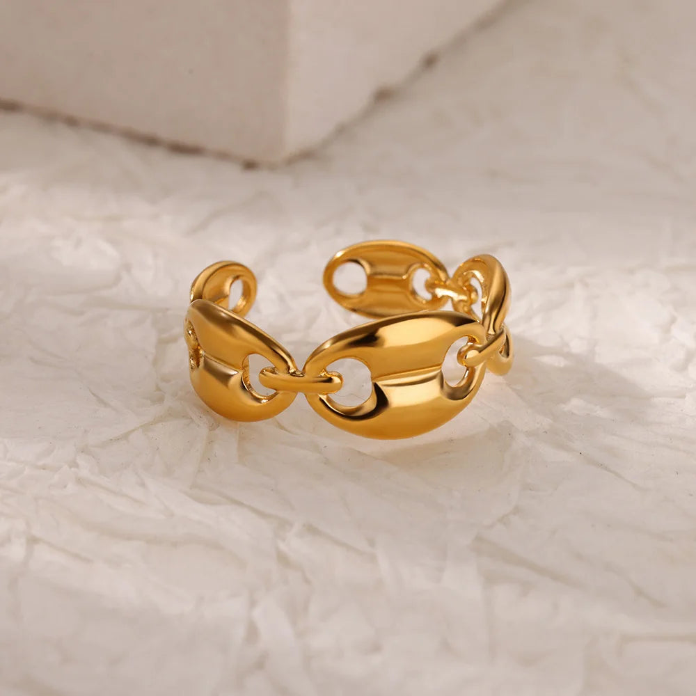 Anillos de doble corazón para mujer, color dorado, acero inoxidable, anillo abierto ajustable, joyería estética de moda para fiesta o boda, regalo