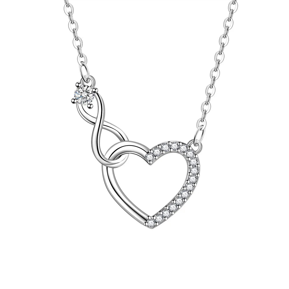 925 Sterling Silber Zirkon Herz Ineinandergreifende Retro Halsketten Für Frauen Halskette Luxus Qualität Schmuck Zubehör