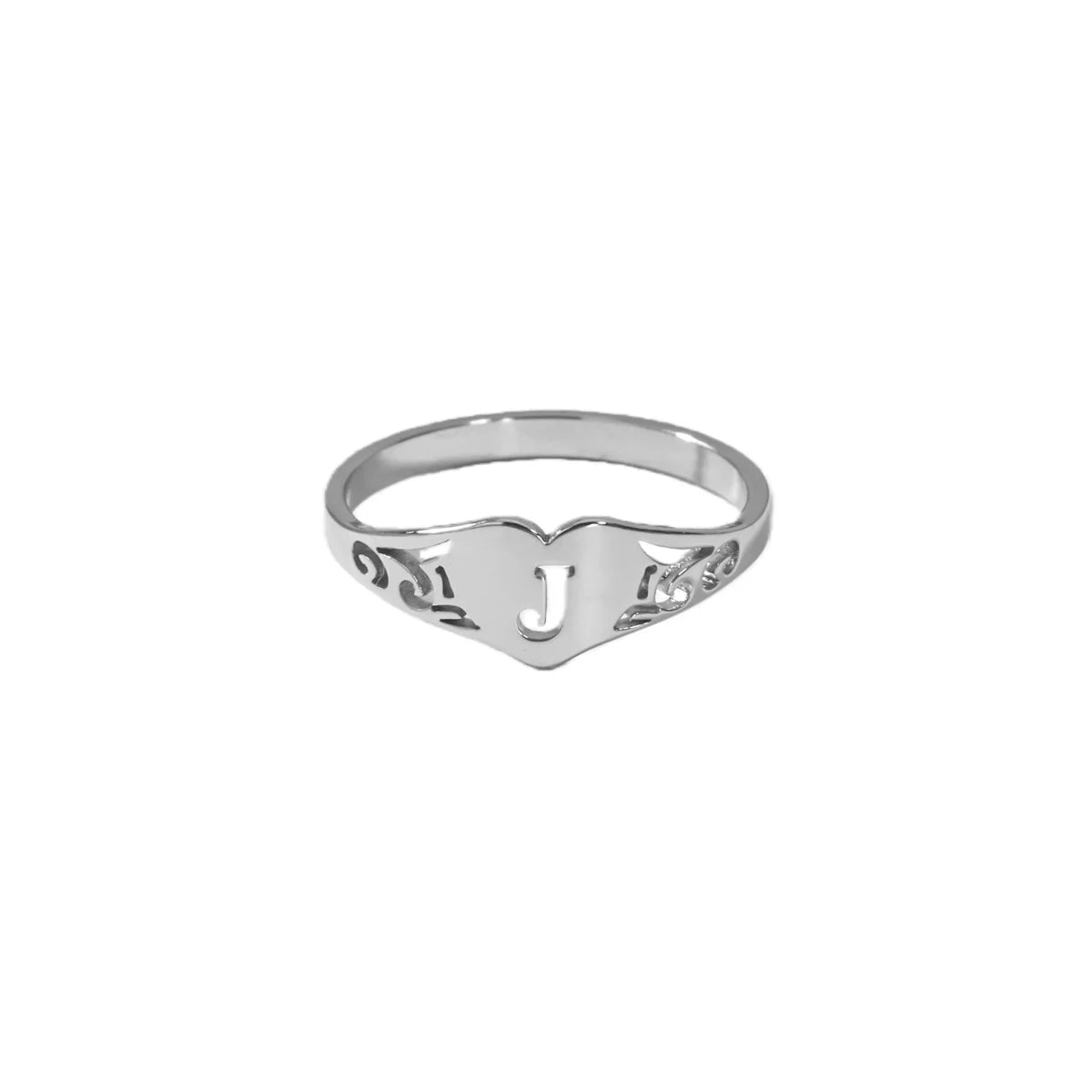 Edelstahl A-Z Buchstaben Herzringe für Frauen, silberfarben, hohle Anfangsbuchstabenringe, ästhetischer Hochzeitsschmuck, Geschenk