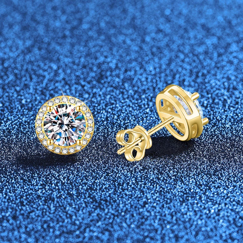 NeeTim 0.5ct 1ct 2ct Moissanit Ohrstecker für Damen Party Braut S925 Sterlingsilber mit Vergoldung Labor-Diamant-Ohrringe