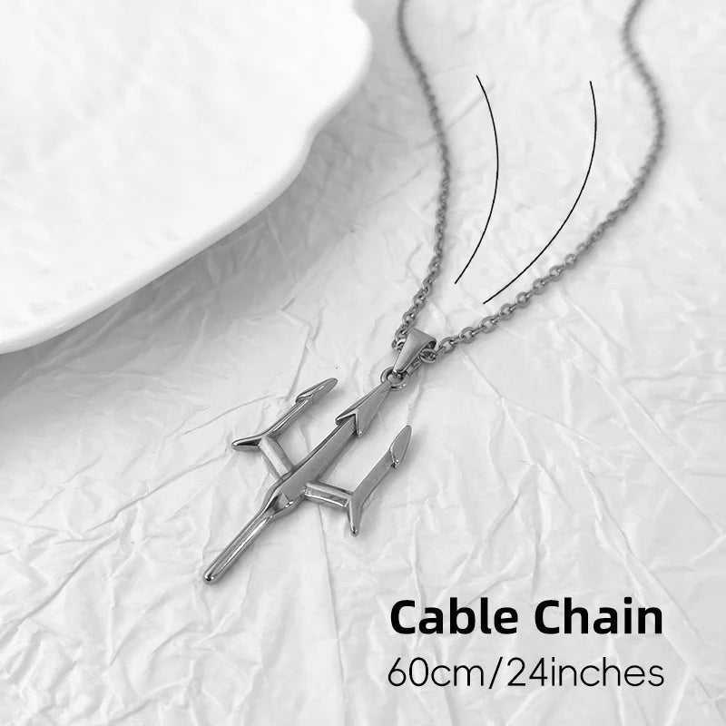 Collar Tridente Poseidón Acero Inoxidable Chapado en Oro 18K Aquaman Mitología Griega Colgante Joyería Regalo para Hombre