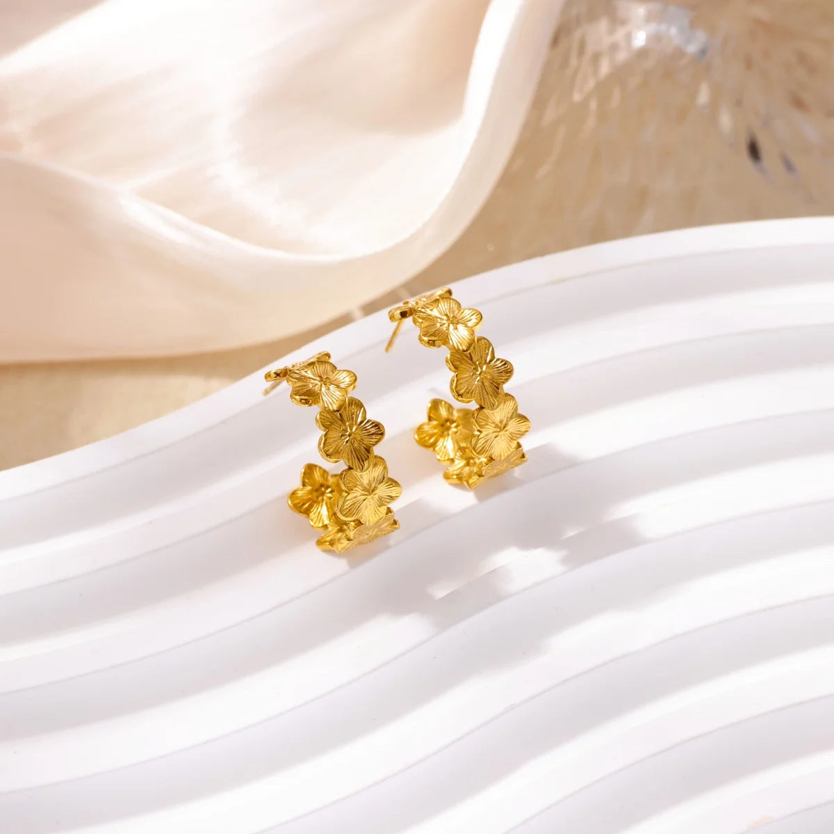 Creolen aus Zirkonia für Damen, Luxuriöse Kristall-Zirkon-Ohrringe in Goldfarben, aus Edelstahl, Schmuck, Hochzeitsfeier-Geschenk