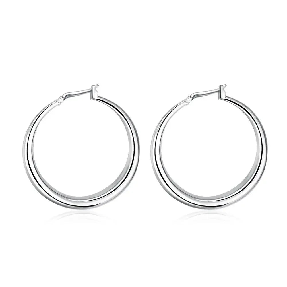 925 Sterling Silber 33mm Große Runde Creolen Ohrringe für Damen Ausgefallene Ohrringe 2025 Trend Weihnachtsschmuck