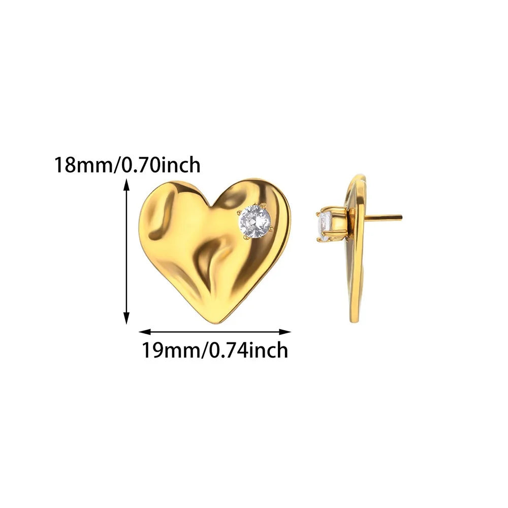 Gotische Herz-Ohrringe für Frauen, Edelstahl, goldene Liebes-Ohrringe, Hochzeitspaar, Piercing-Schmuck, Valentinstagsgeschenk сер