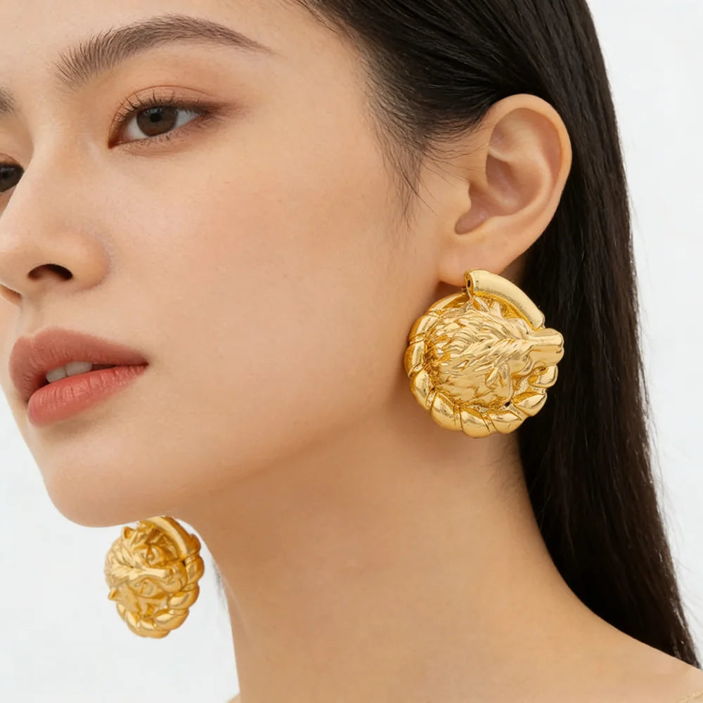 Afrikanische Creolen für Damen, Schmuck, goldfarbene große Ohrhänger für Dubai Hochzeiten, Brautohrringe, Schmuckzubehör