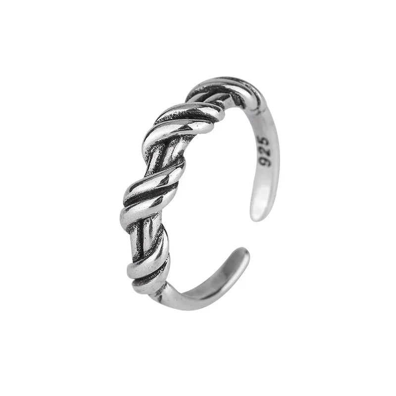 925 Sterling Silber gewundene verstellbare Ringe für Damen Hochzeit Luxus Schmuck Großhandel