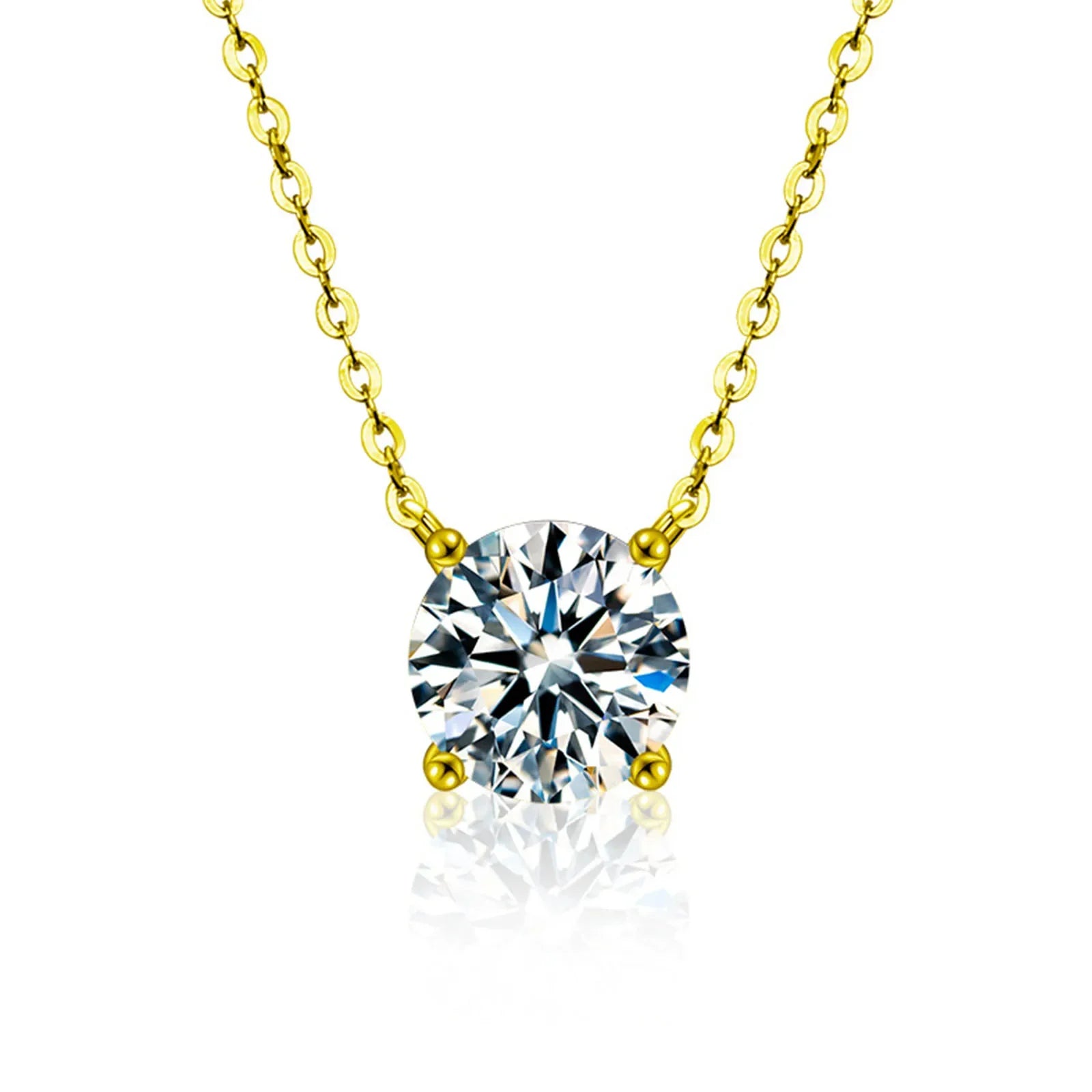 Collar de plata de ley 925 con baño de oro de 18 quilates, cadena versátil de circonita brillante para mujer, joyería de boda