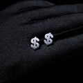 Pendientes de moda para hombre y mujer con diseño de letras de dólar americano, con diamantes, de alta gama, superbrillantes, estilo hip hop, tendencia nicho.
