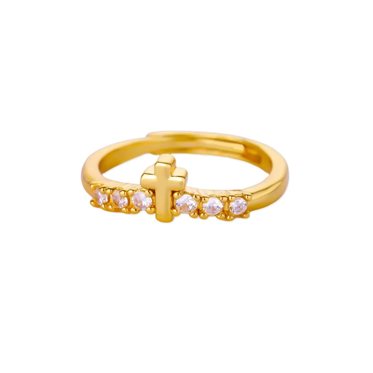 Vintage Jesus Kreuzringe für Damen Herren Goldfarbe Edelstahl Jesus Kreuz Verstellbarer Ring Religiöser Party Schmuck Geschenk
