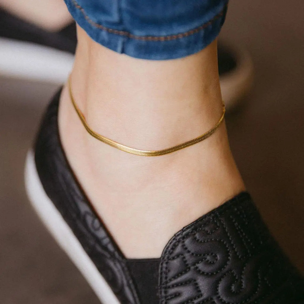 SUNIBI Stainless Steel Snake Chain Anklet for Women Summer Beach Gold Color Anklets Fashion Jewelry Dropshipping Wholesale