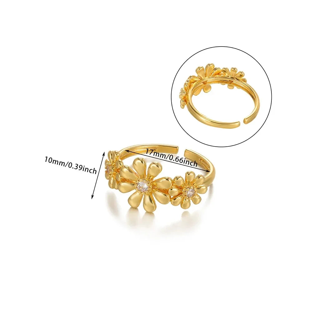 Luxus Zirkonia Schmetterlingsblumenringe für Frauen Edelstahl Goldfarbe Günstiger Ring Mode Hochzeits-Paar y2k Schmuck anillos