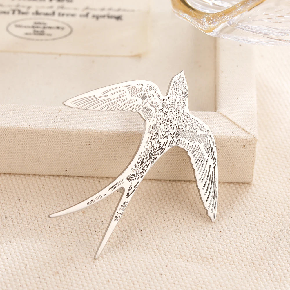 Aomogo Stainless Steel Broochs Fashion Personality Pin Designs Drawing Swallow Brooch For Women Jewelry Banquet Creative Gifts