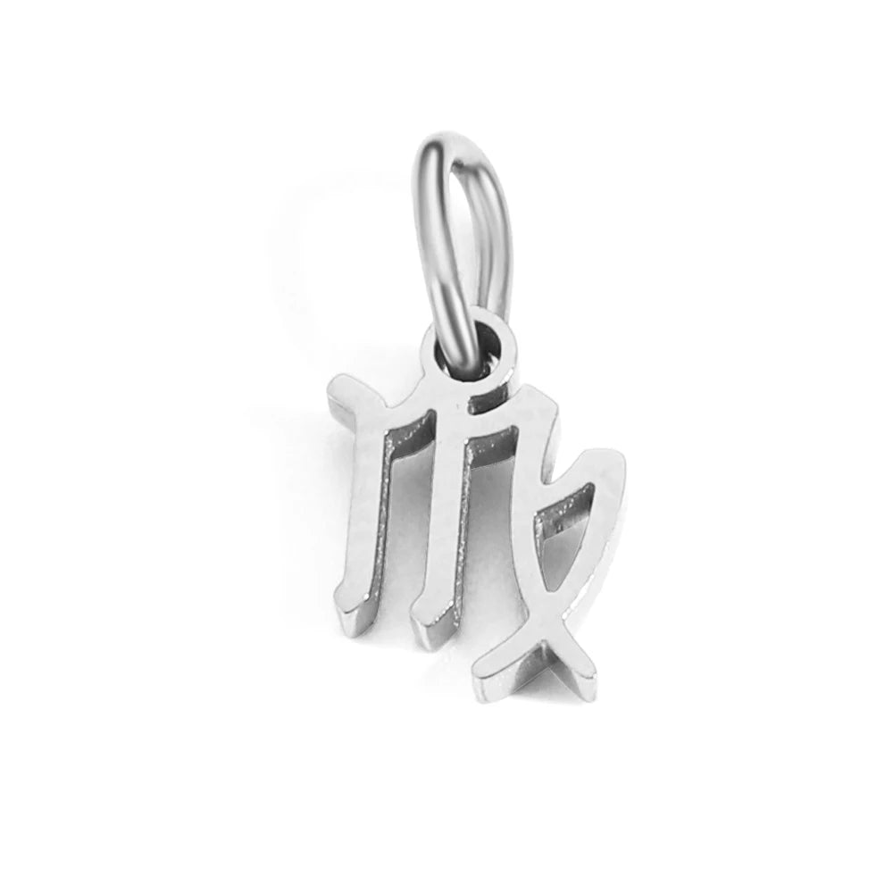 10PCS Stainless Steel Star Zodiac Sign 12 Constellation Pendant Accessories for Necklace Women Man Jewelry Gifts Wholesale