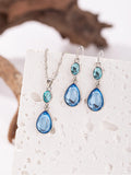 Modische Wassertropfenförmige Künstliche Synthetische Blaue Stein Hängeohrringe für Damen zum Geburtstag, Individueller Schmuck
