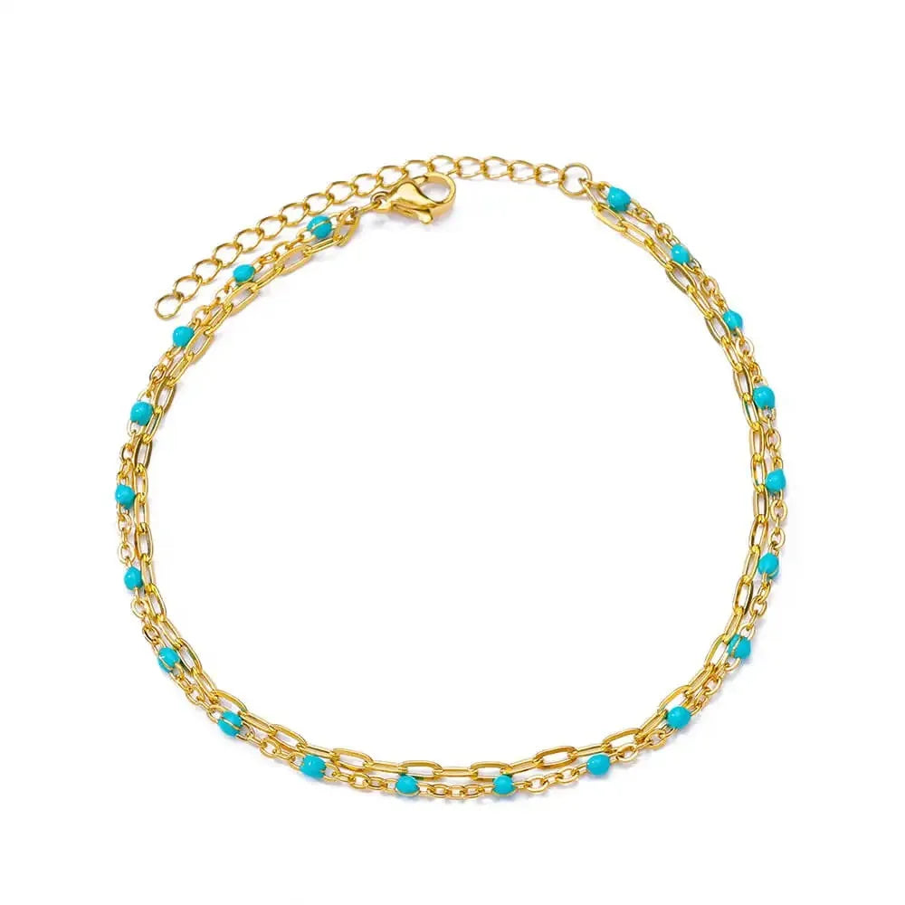 Tobilleras Boho Drops para mujer, tobillera de acero inoxidable chapada en oro, regalo de joyería estética de lujo para boda