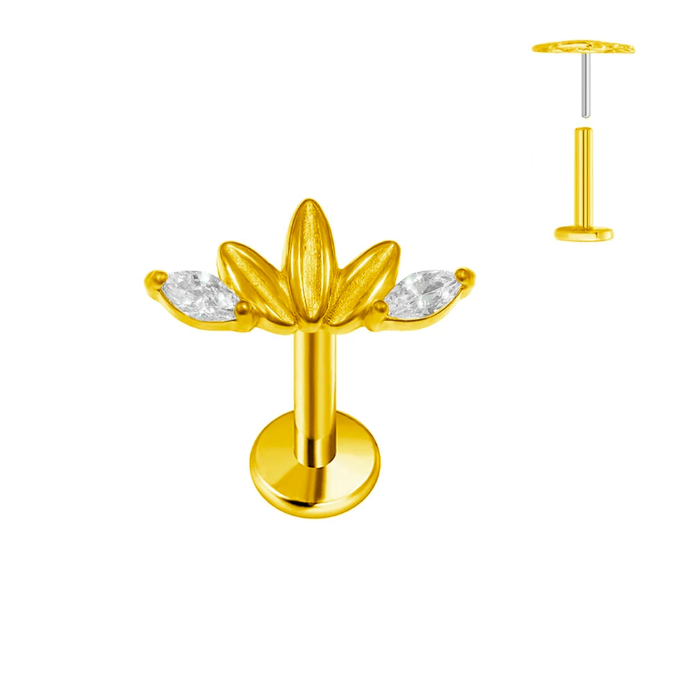 ASTM F136 G23 Titan Piercing Ast Ohrring Stecker Mond Push-In Zirkonia Gewindelos Labret Piercing 16/18/20G Knorpelkörperschmuck