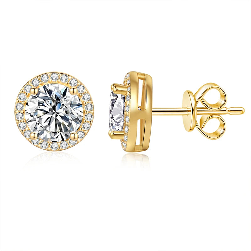 NeeTim 0.5ct 1ct 2ct Moissanit Ohrstecker für Damen Party Braut S925 Sterlingsilber mit Vergoldung Labor-Diamant-Ohrringe