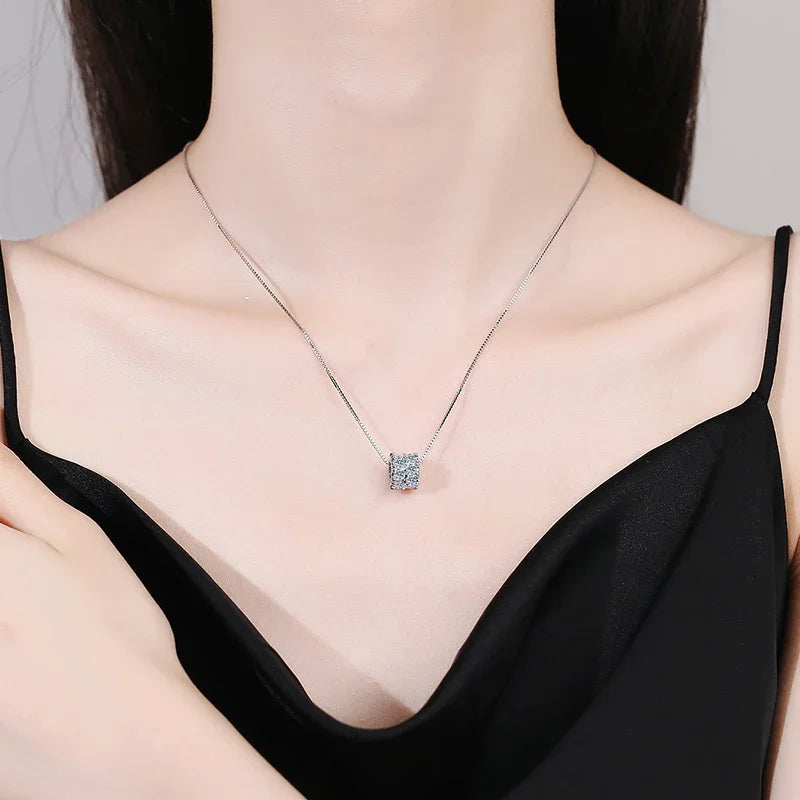 NeeTim Collar de Moissanita Completa de Diamantes para Mujer Colgante de Plata Esterlina 925 Collar para Mujer Cadena Fiesta Joyería Fina Nupcial