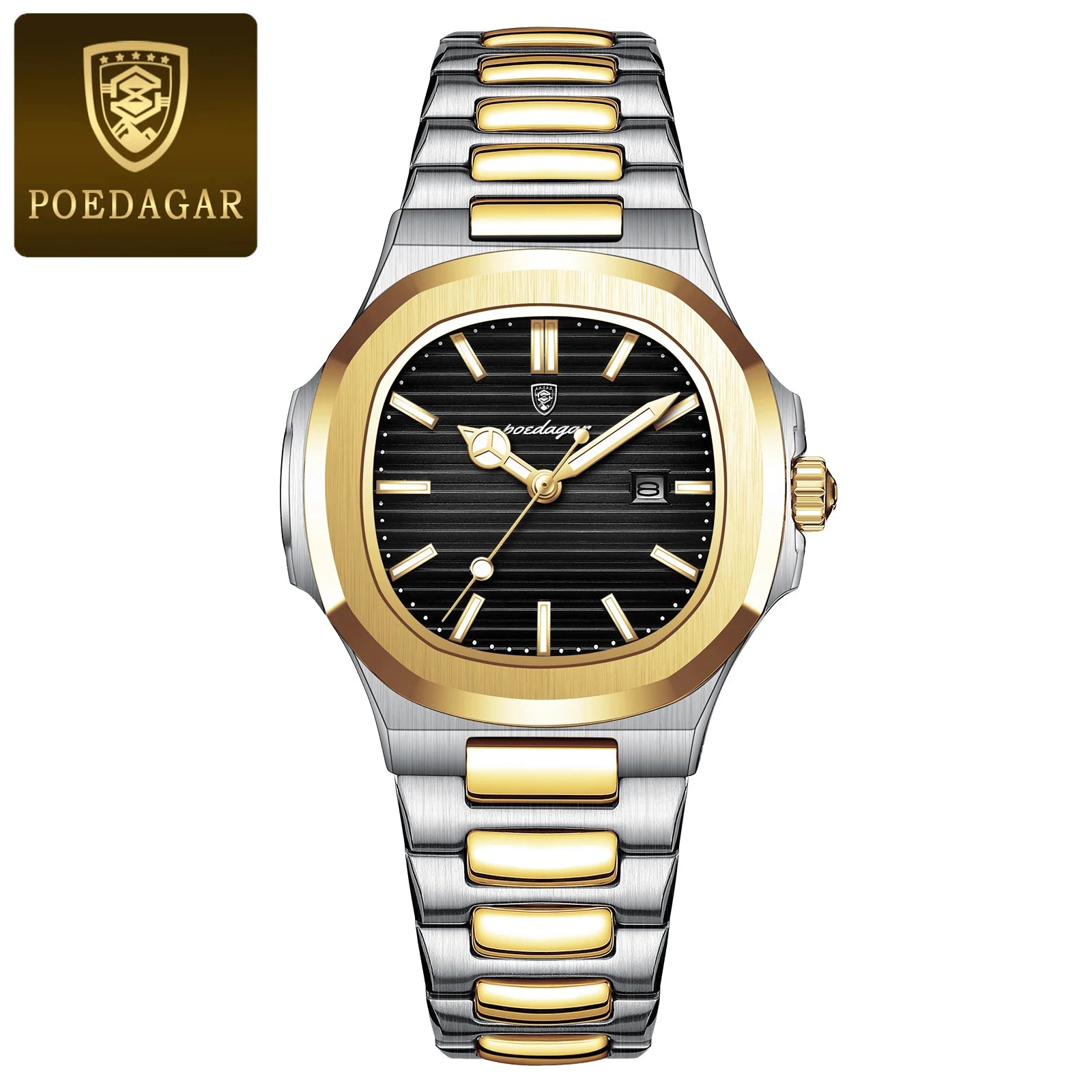 POEDAGAR Elegantes relojes de cuarzo para mujer, impermeables, luminosos, con fecha, reloj de pulsera para mujer, reloj de moda de acero inoxidable para mujer, Reloj