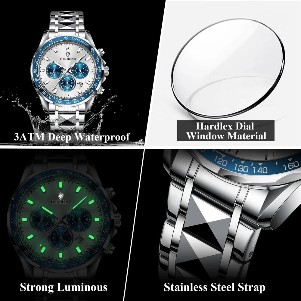Nuevo reloj automático para hombre, esfera pequeña azul, digital, de cuarzo, a la moda, relojes de pulsera para hombre, reloj de lujo para hombre, regalos, Reloj Hombre