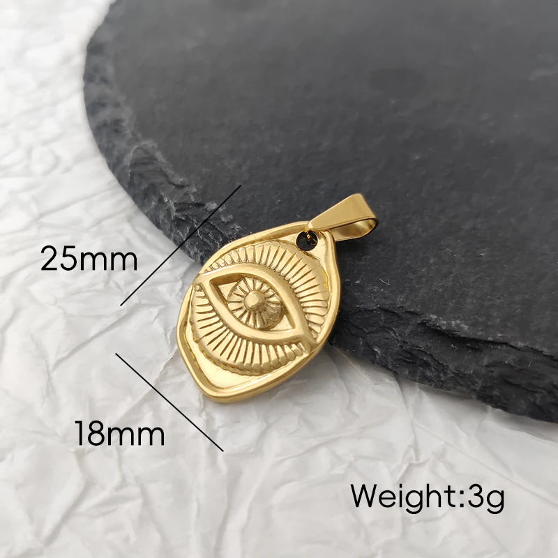 Collar de ojos malvados de Hip Hop - Joyería con colgante de ojo del diablo para hombres y mujeres | Regalo religioso de acero inoxidable chapado en oro
