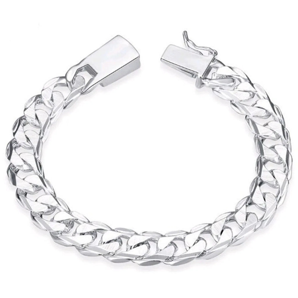 Neues High-End Damen Herren Feinsilberfarbenes Armband Mode Schmuck Geschenk Herren Quadrat Schöner Edelstein