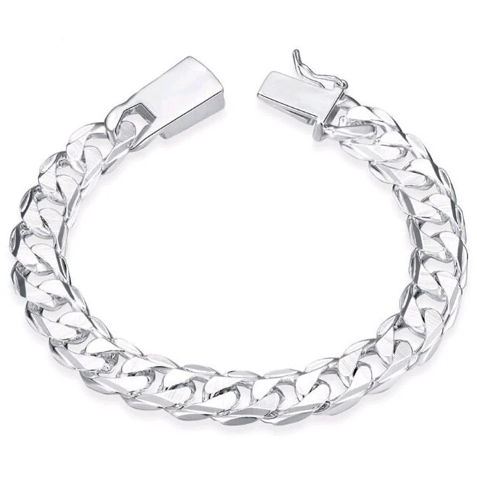 Neues High-End Damen Herren Feinsilberfarbenes Armband Mode Schmuck Geschenk Herren Quadrat Schöner Edelstein