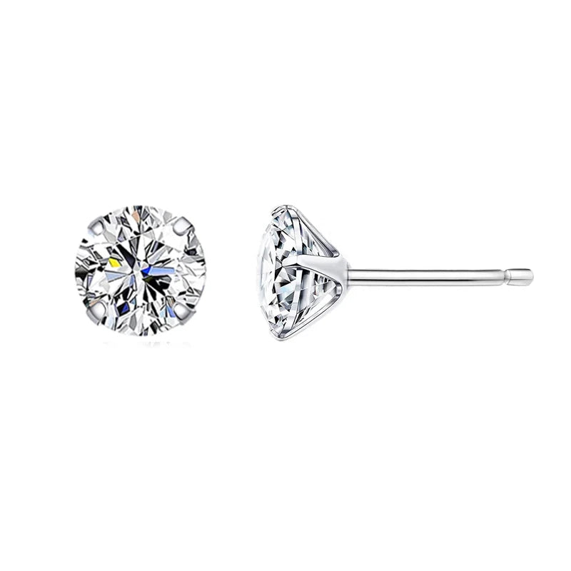 Bamoer CZ Ohrstecker 925 Sterling Silber Platin Beschichtet Runde Zirkonia Hypoallergene Barbell Ohrringe 4-7mm