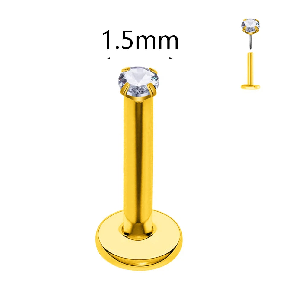 ASTM F136 G23 Titan Kugel Tragus Ohrring Gewindeloses Piercing Herz Zirkonia Stift Daith Conch Push-in Labret Stecker