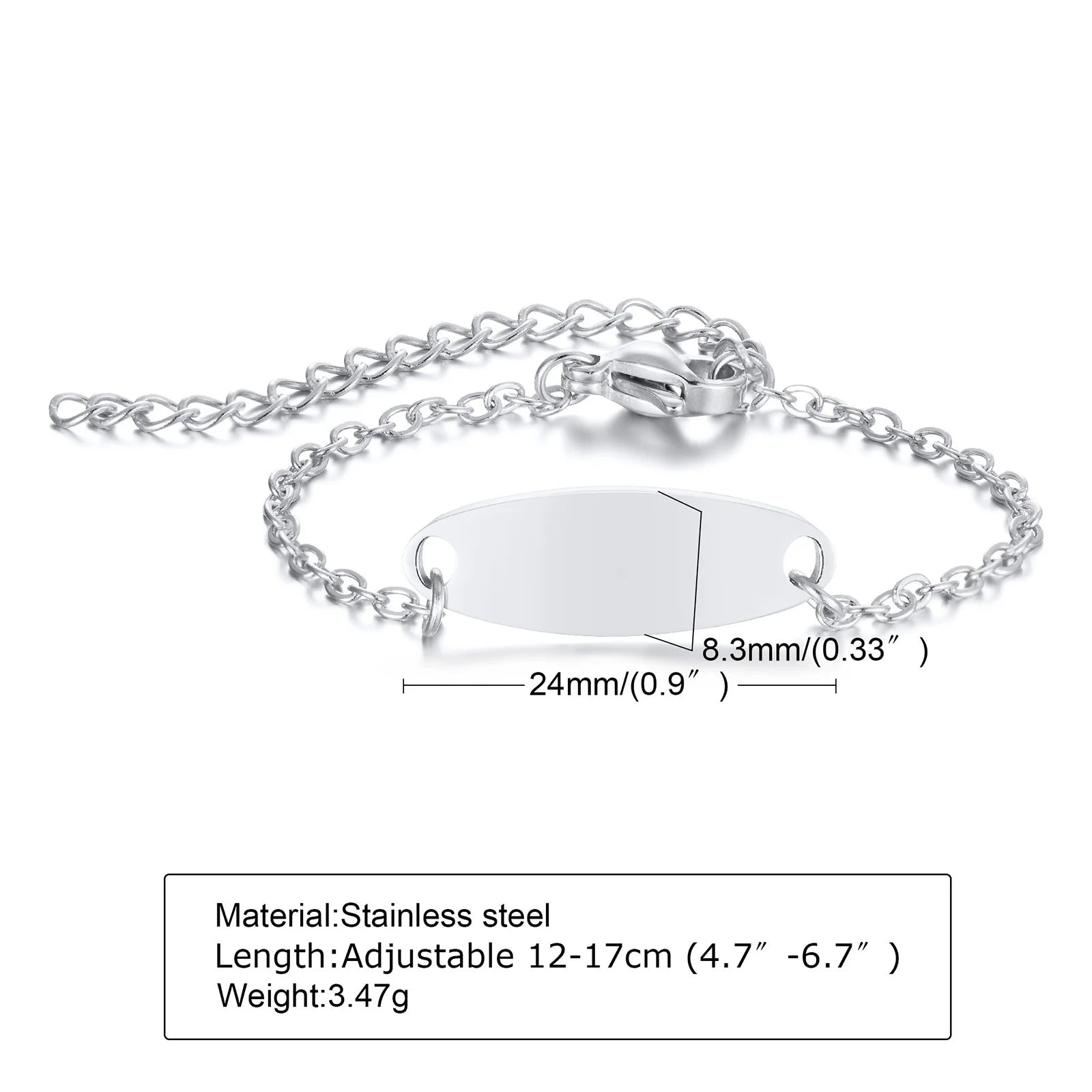 Individuelles personalisiertes Namens-ID-Armband für Mädchen und Jungen, Edelstahl-Gliederketten-Kronenarmband, nicht allergisch