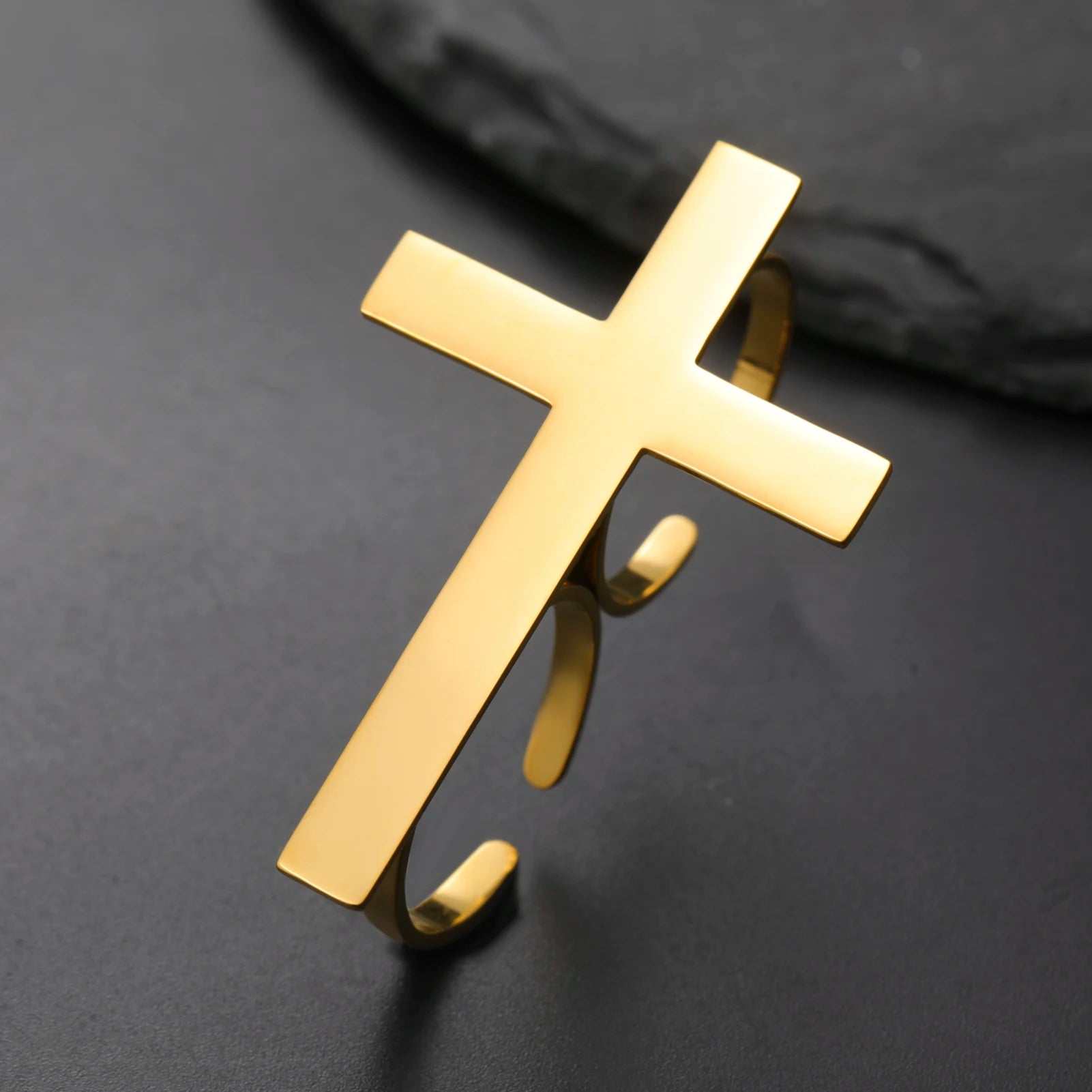 Kreuz Personalisiertes Namensfingerring Individuelles Geschenk Für Frauen Männer Goldfarben Edelstahl Jesus Christian Amulett Talisman Schmuck