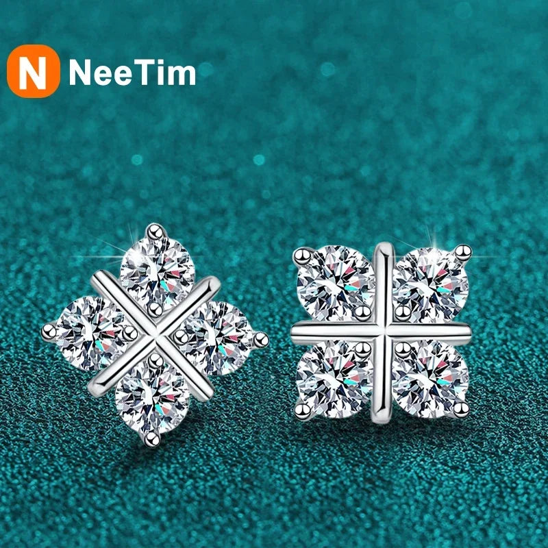 NeeTim D-Farbe Moissanit Ohrstecker für Frauen, hochwertige 925 Sterling Silber funkelnde Diamant Verlobungs-Hochzeitsschmuck