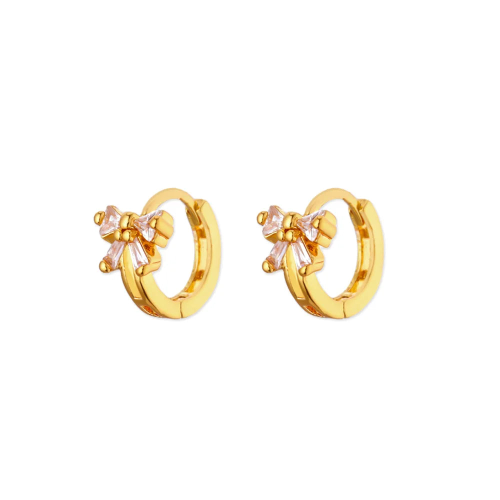 Elegante Zirkon-Schleifenohrringe für Frauen Edelstahl Goldfarbene Schleifenohrringe Luxus Hochzeits wasserdichter Schmuck Geschenk