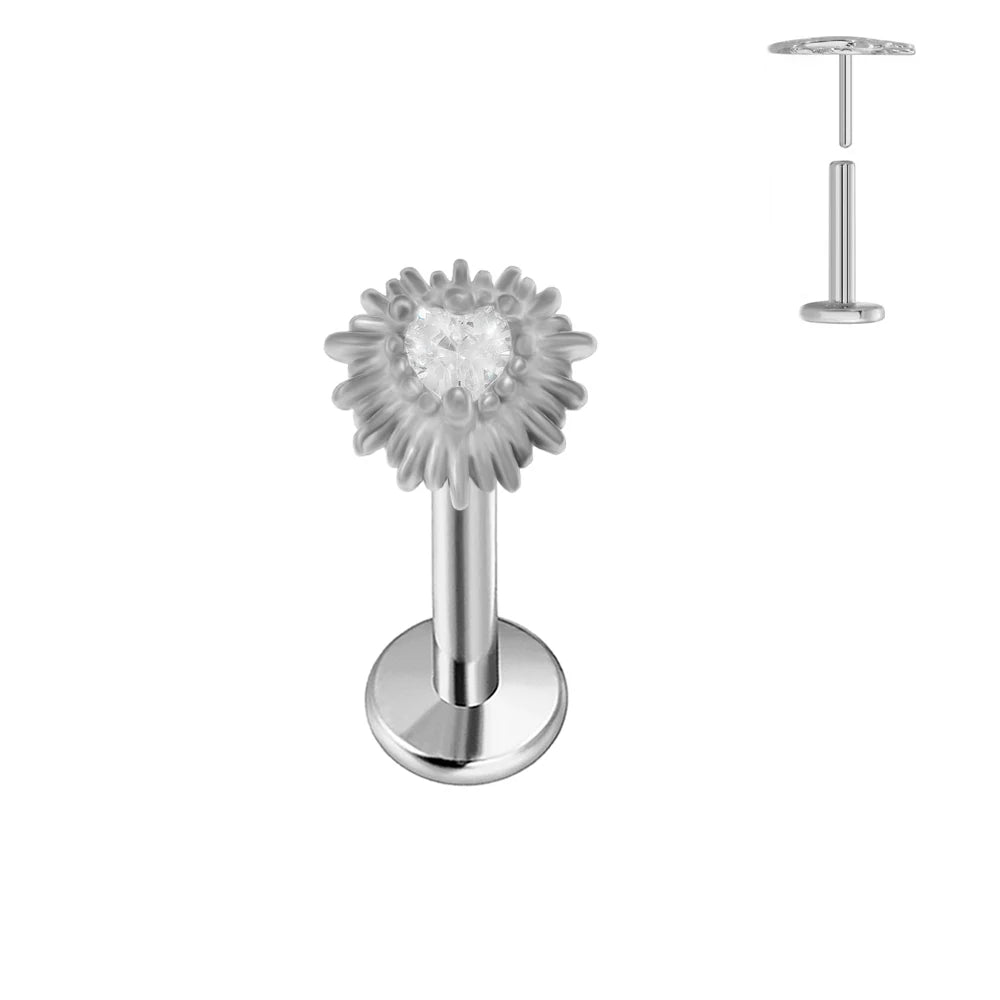 ASTM F136 G23 Titan Herzförmiger Ohrstecker 16G 18G 20G Threadless Piercing Butterfly Push-in Lippenstecker Daith Labret Conch