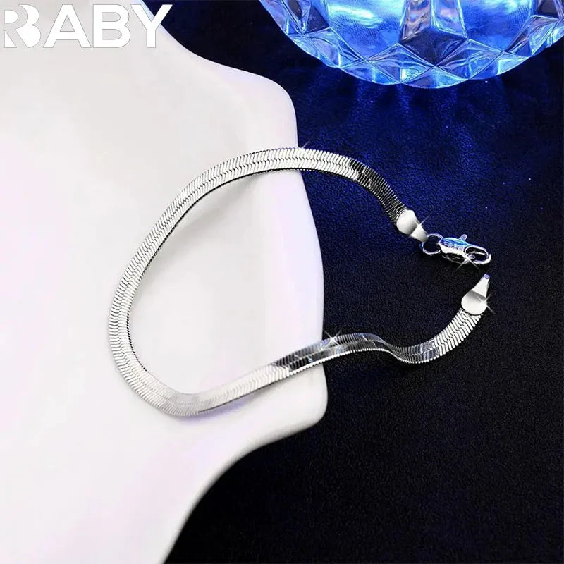 Neu eingetroffen 925 Sterling Silber 4MM Armband für Damen Herren Klinge Mode Hochzeit Edler Schmuck Weihnachtsgeschenk 8 Zoll