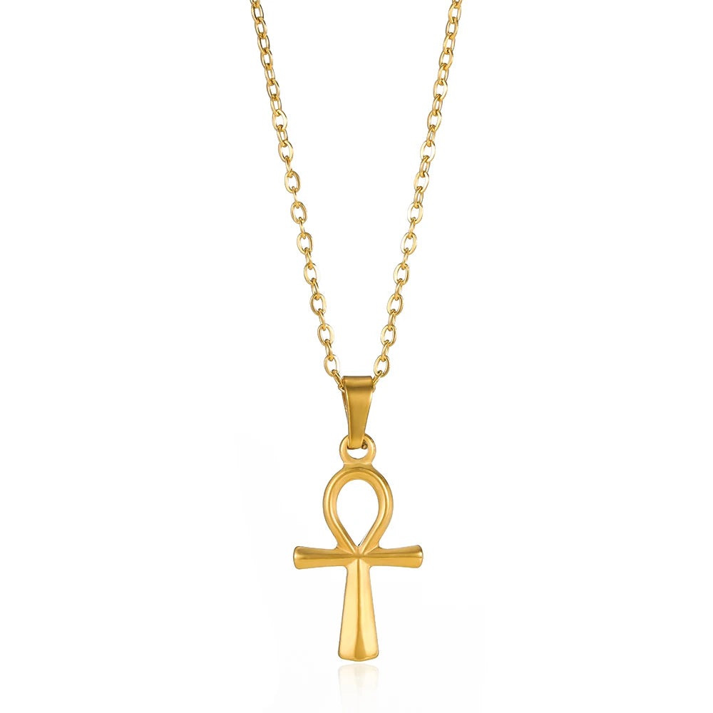 Cross Goddess Pendant Necklace for Women Stainless Steel 316L Gold Color Necklace 2025 New Party Jewelry Aesthetic Accessories