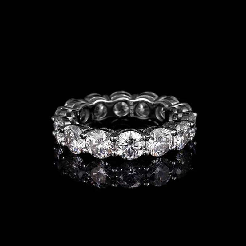 NeeTim 5mm Voll-Moissanit-Ring für Damen Hochzeit 925 Sterling Silber Ringe Labor-Diamant Verlobung Ewiges Band Feiner Schmuck